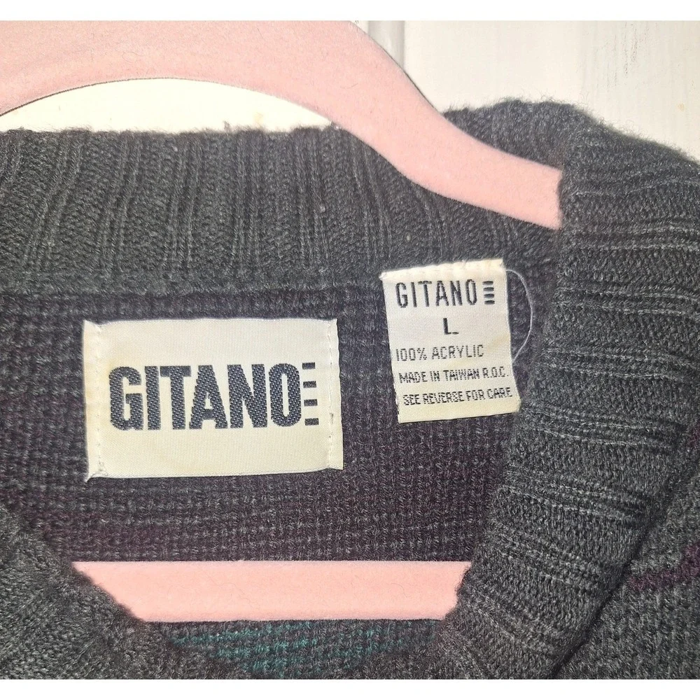 Vintage Gitano 80s 90s Dark Grunge Knit Sweater Goblincore Dark Academia Winter - Picture 3 of 4